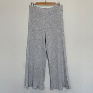 Aerie Ribbed Knit Pants Women's XL Gray Pull On Wide Leg Lounge Comfy